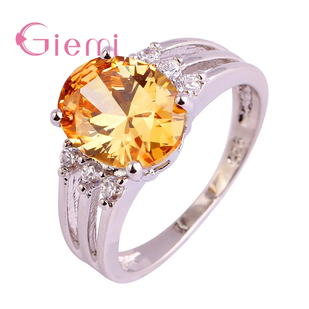 Big Oval CZ Zircon Stone Rings for Women Fashion 925 Sterling Silver Wedding Engagement Jewelry For Valentine Anniversary Gift