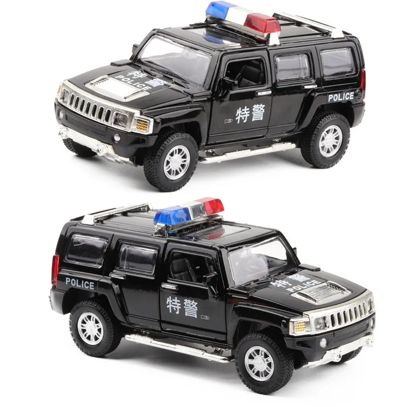 Hot sale 1:32 H3 special police alloy model,simulation sound and light back force die-casting off-road model toys,free shipping