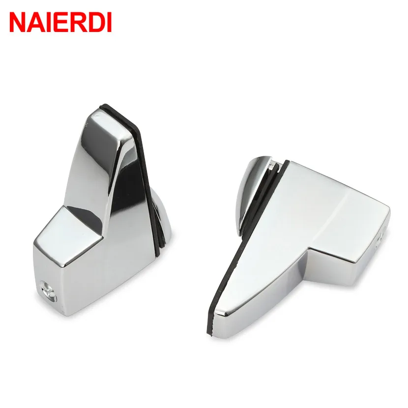 NAIERDI Zinc Alloy Adjustable Glass Clamps Glass Plated Brackets Chrome Alloy Shelf Holder Support Clamp Holder Glass Shelves