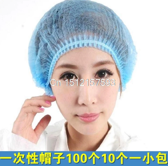 100pcs Disposable Hair Net Cap Non Woven Bouffant Stretch Medical Dust Cap