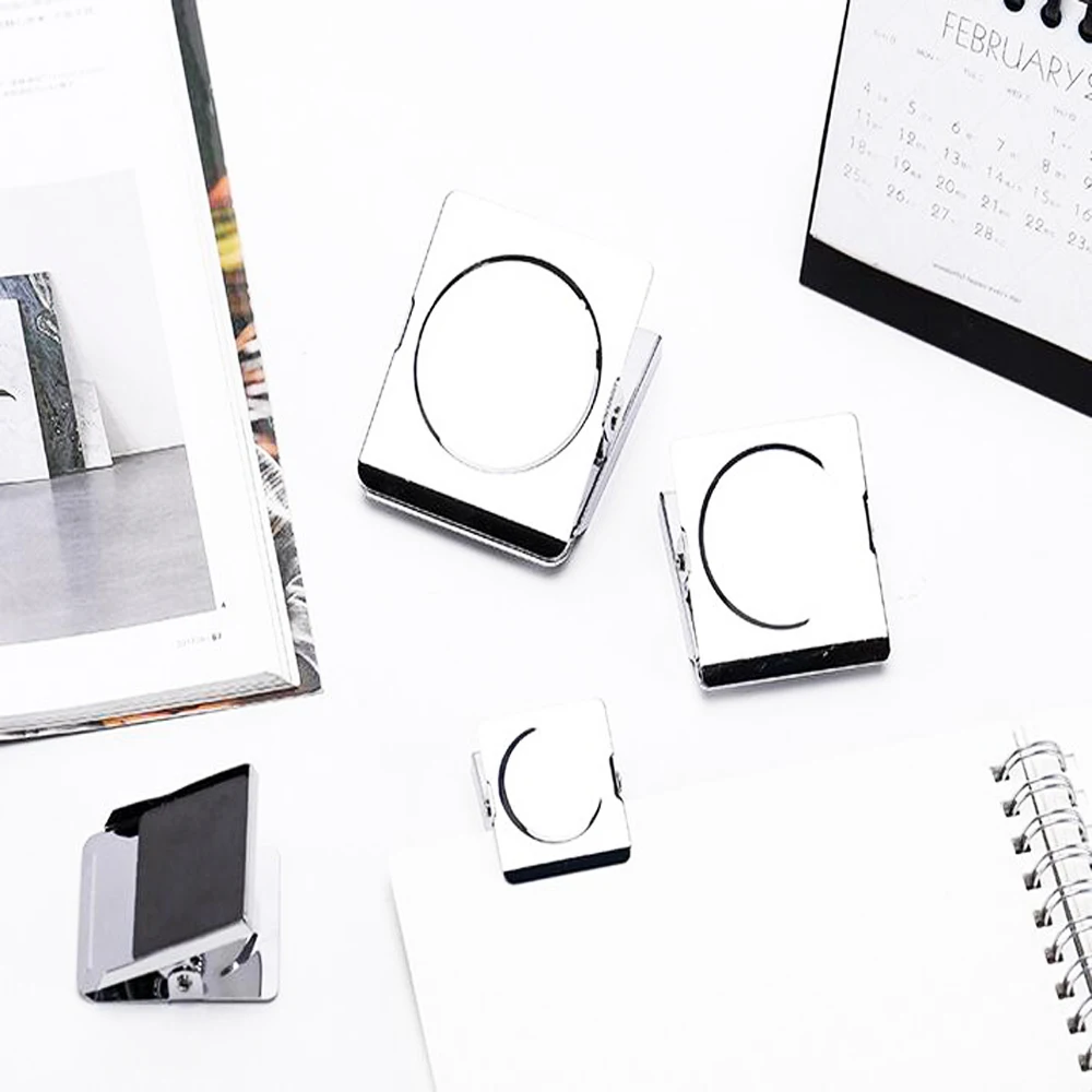 XRHYY 4 PCS Square Spring Magnetic Hook Clips Stainless Steel Metal Paper File Organizer For Home School Fridge Office Photo