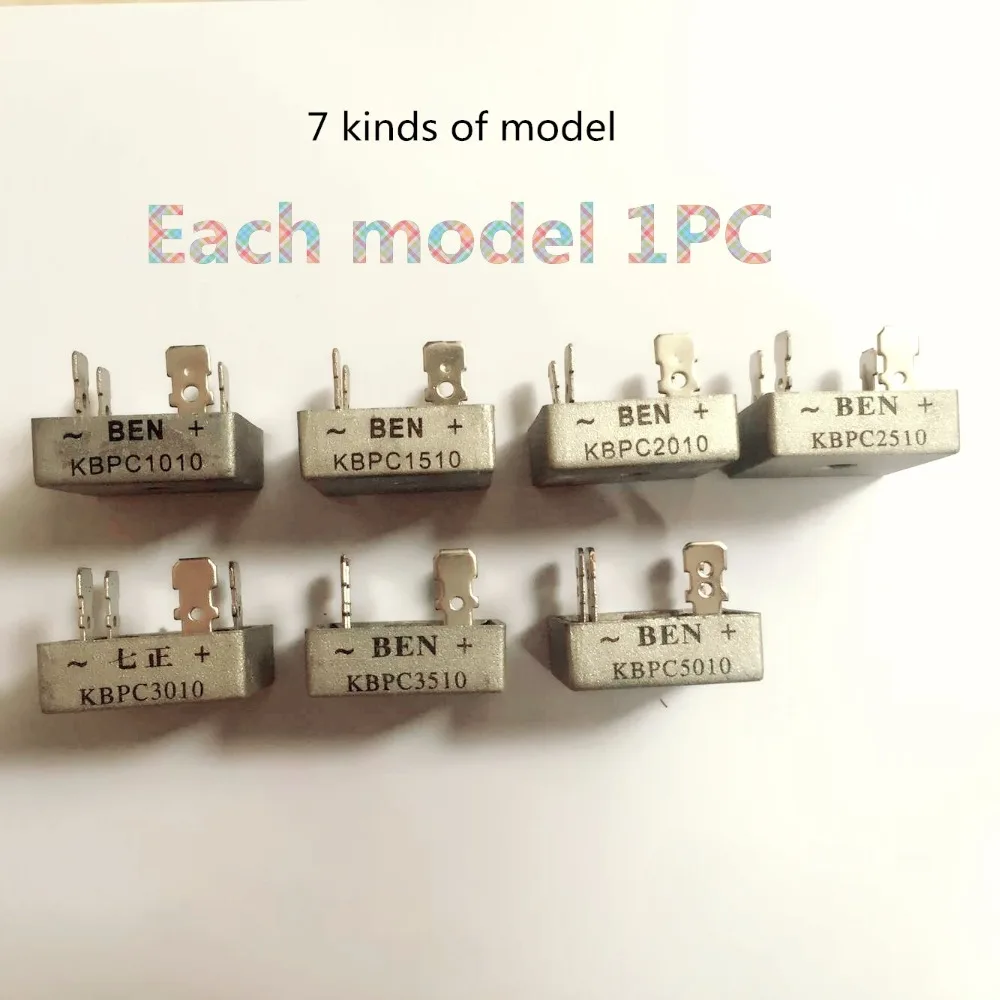 7pcs KBPC1010 1510 2010 2510 3010 3510 KBPC5010 10A 15A 20A 30A 35A 50A 1000V Bridge Rectifier