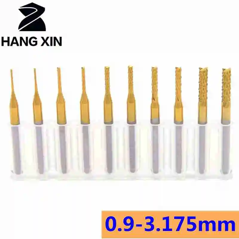 Wood router bit 0.9-3.175mm titanium coating pcb strawberry metal cutting cnc rotating burr 10PCS tungsten carbide wood cutter