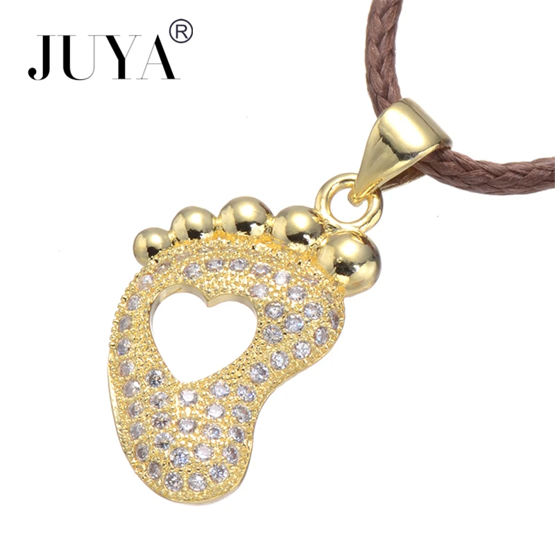 JUYA Cubic Zirconia Bicycle Baby Foot Charms Pendants DIY Handmade Jewelry Findings Accessories For Necklace Bracelet Making