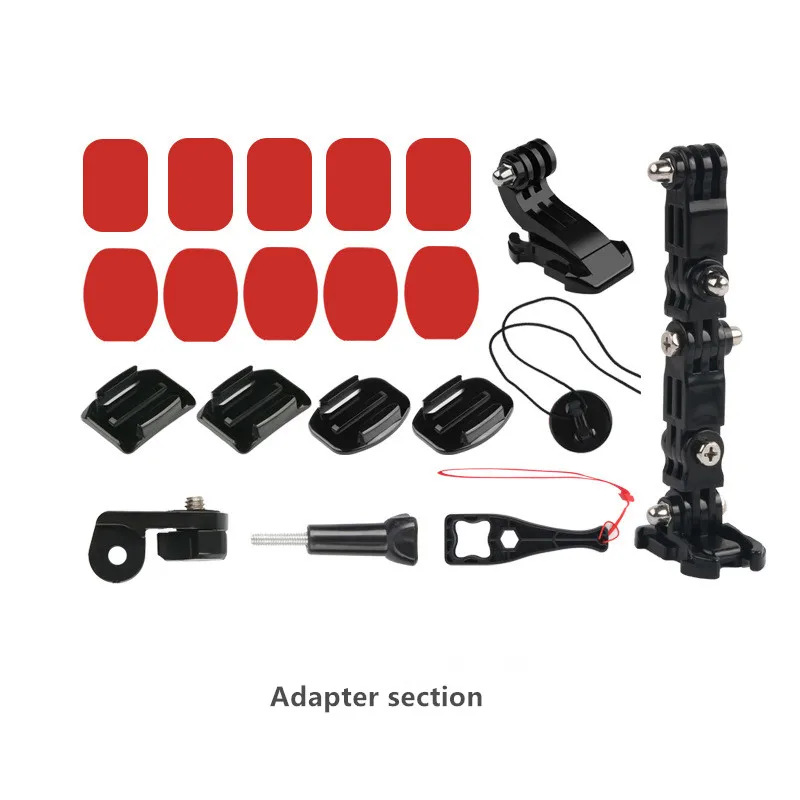 오토바이 헬멧 턱 브래킷 360 도 조정 가능한 홀더 Gopro 8 7 6 Dji Osmo 액션 카메라 용 곡선 접착 사이드 어댑터