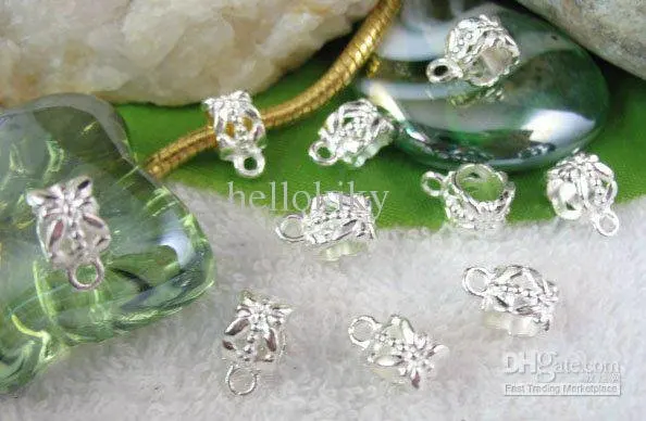 

720pcs Silver Color Plated Floral Barrel Bail Charms A327SP