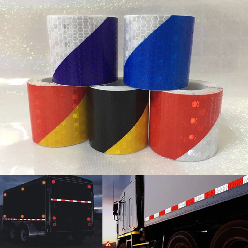 Roadstar 50mm X 30mm Small Shining Square Self-Adhesive Reflective Warning Tape with Red White Color Twill Printing for Car