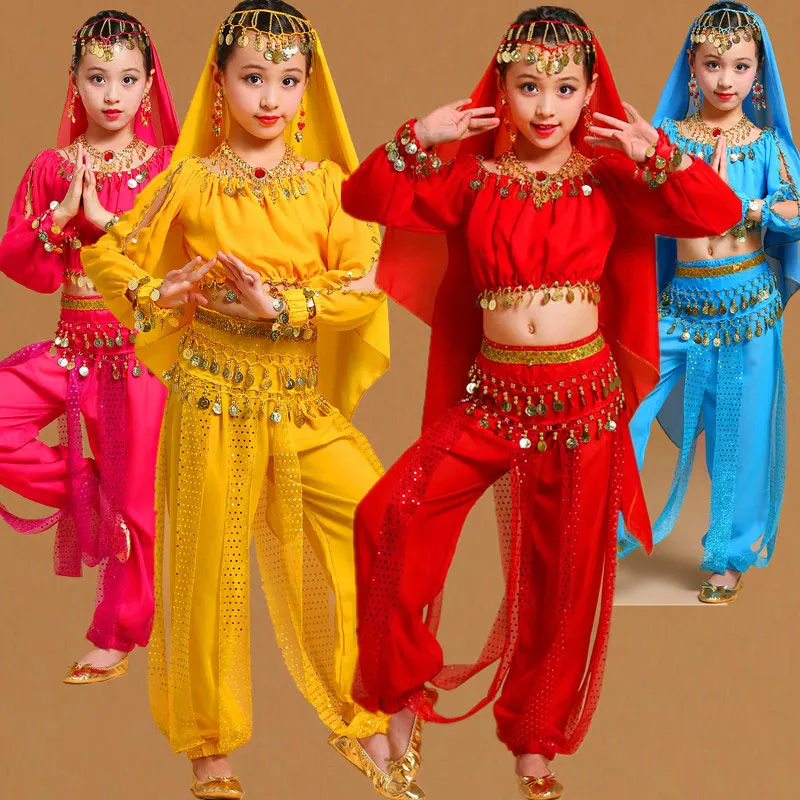 Girls Belly Dance Dancing Costume Set Kids Indian Dance Performance Children Bellydance Competition Girl Egypt Dance Costume