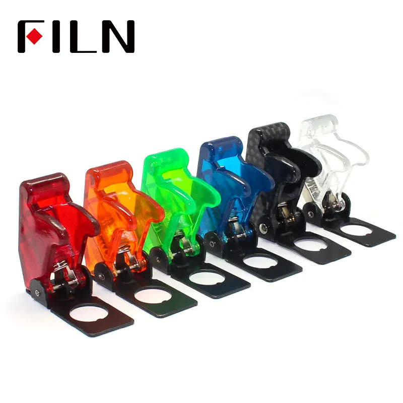 FILN  Rocker switch Auto Car Boat Truck Illuminated Led Toggle Switch With Safety Aircraft Flip Up Cover Guard 12V20A ASW-07D