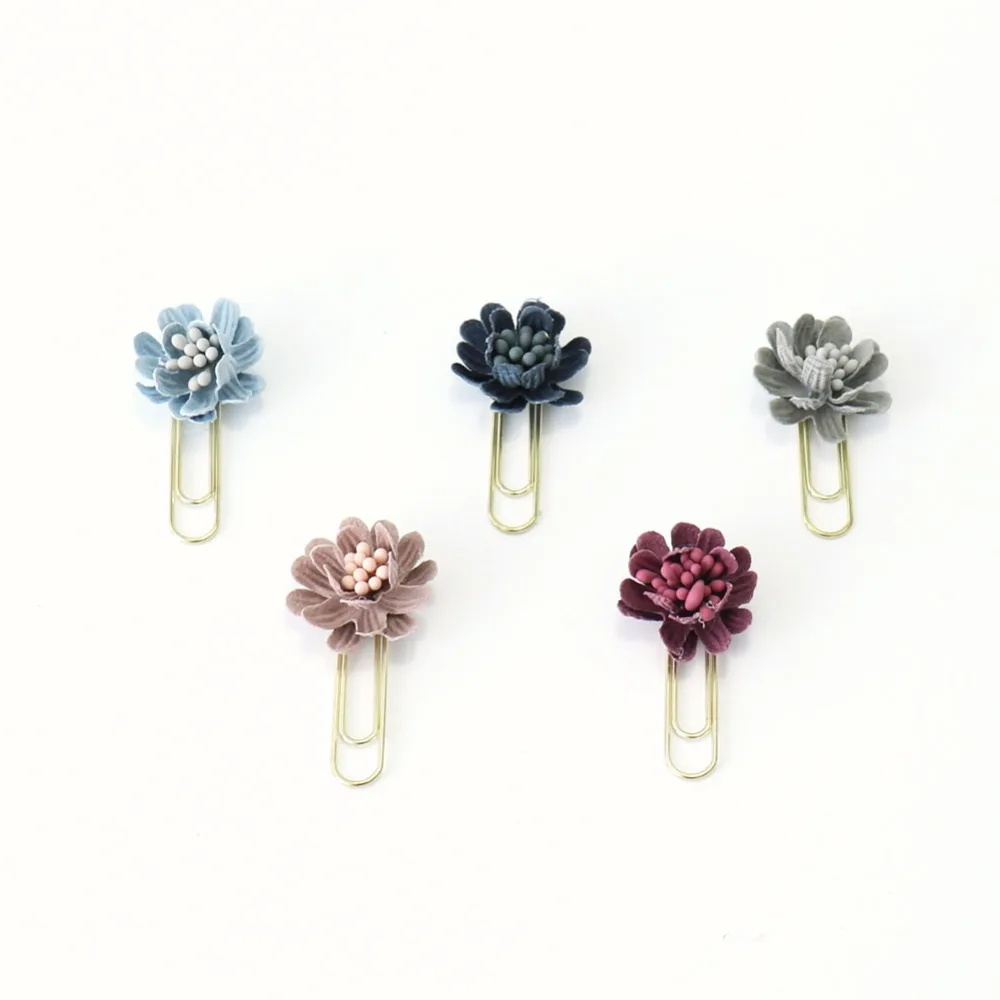 TUTU 6pcs/box flower Paper Clips De Papel Notes DIY Bookmark Metal Binder Clips Fish Clips Notes Letter Paper Clips H0255