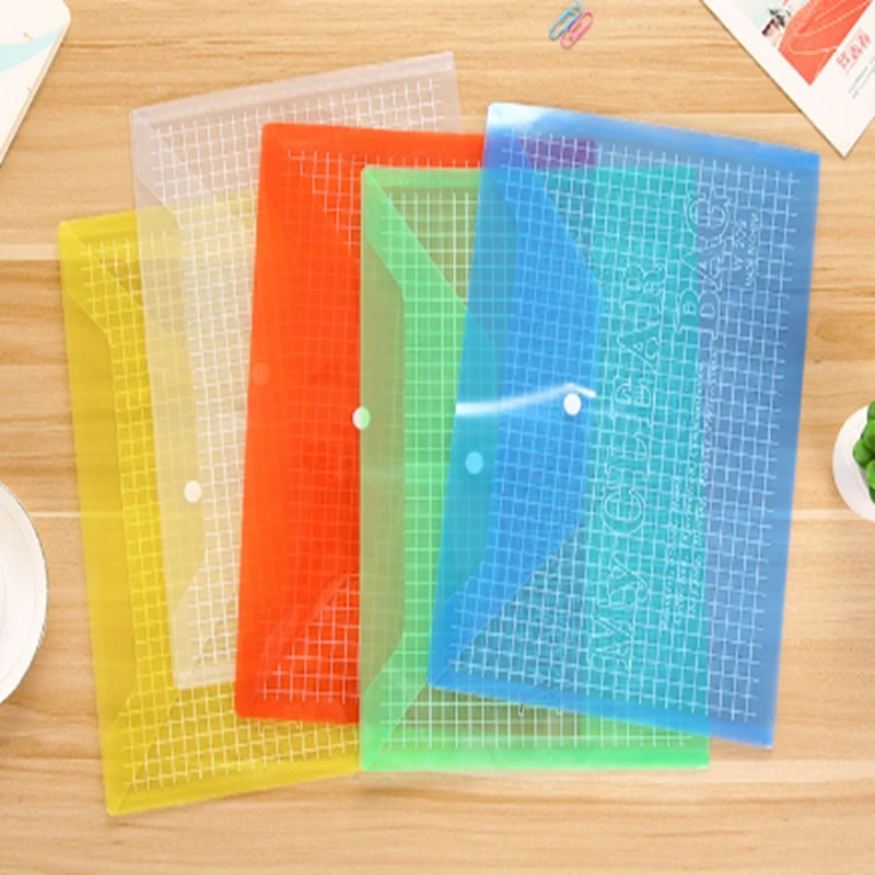 

200pcs/lot New A4 PP folder thickening plastic button bag file bag file bag kit paper bags supplies for 14C and 18C