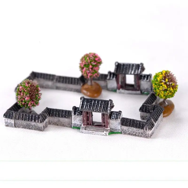 1pc Ancient Gate Wall Resin Miniatures Micro Landscape Ornaments Retro Figurines Mini Old City Gate Doll House DIY Craft