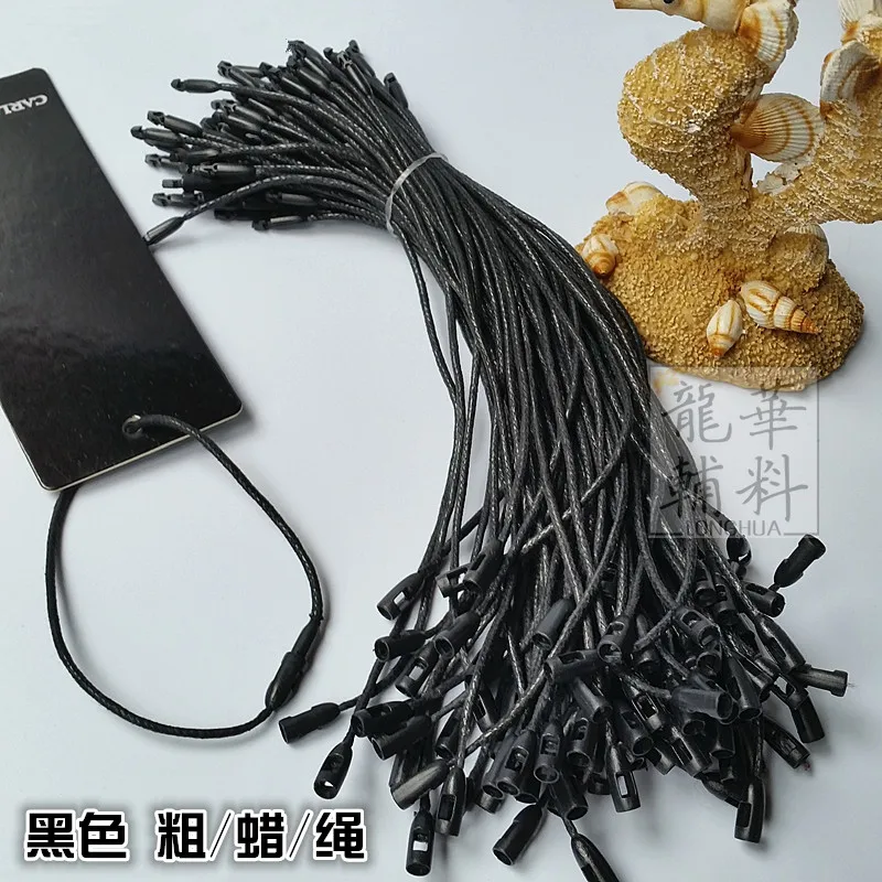 in stock Good quality Black wax hang tag string in apparel hang tag strings cord for garment price Plug Loop Lock Cord Fastener