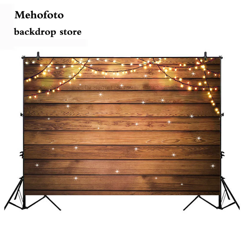 

Wood Wedding Photography Backdrops Glitter Dark Brown Wooden Wall Photo Background Studio Computer Printed Banner 840