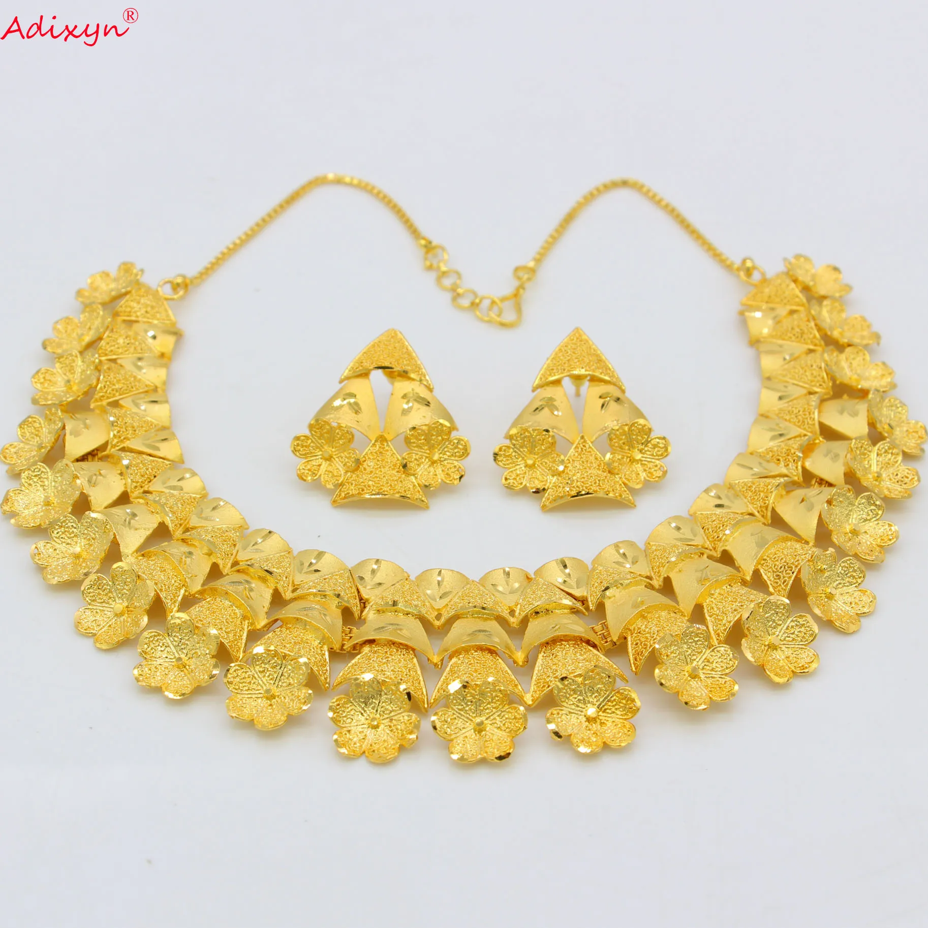 Adixyn Tree Necklace&Earrings Jewelry Set for Women Gold Color /Copper Jewelry African/Ethiopian Bridal Wedding Gifts N06088