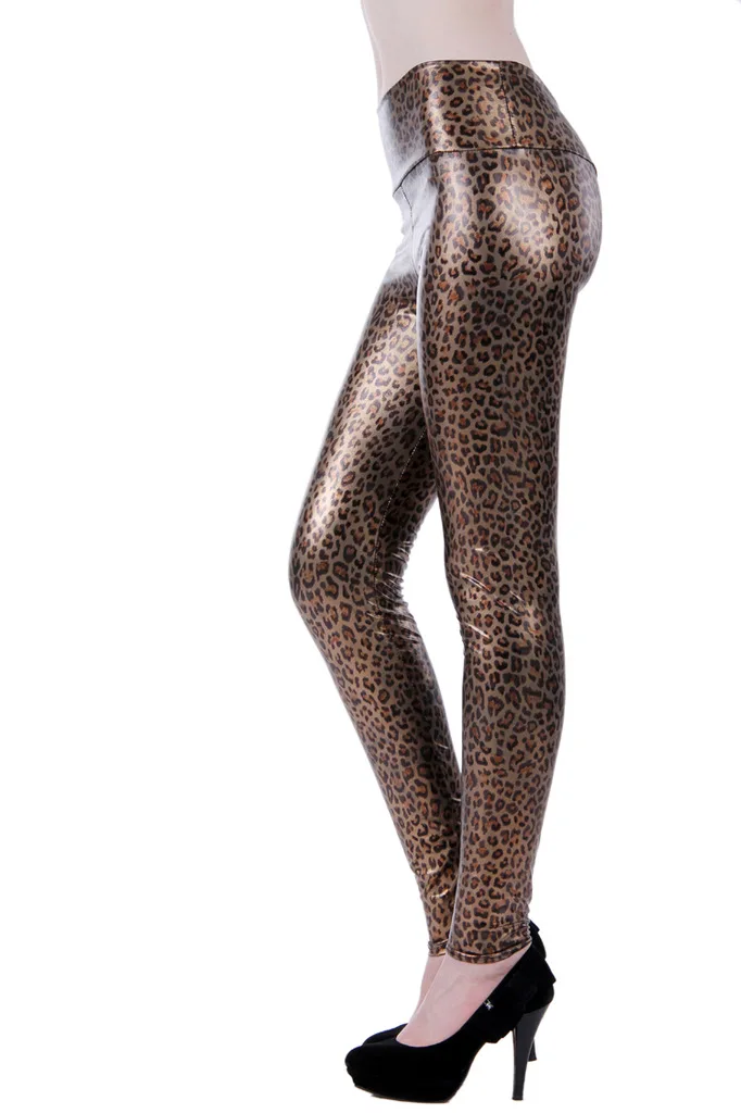 Leopard Printed Leggings Faux Leather Pants Leggings For Women\'s Fitness Gothic Leggins Winter Boots For Women Push Up Legging