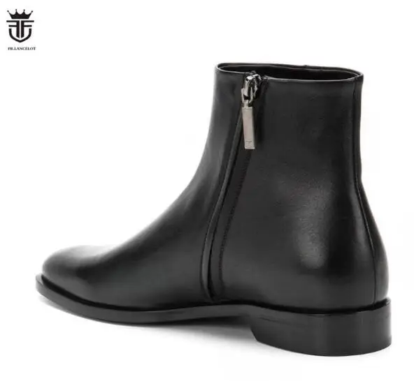 FR.LANCELOT Brand Design zapatillas mujer Solid Genuine Leather Men Shoes Side Zipper Flats Shoes Mens  Ankle Boots botas mujer