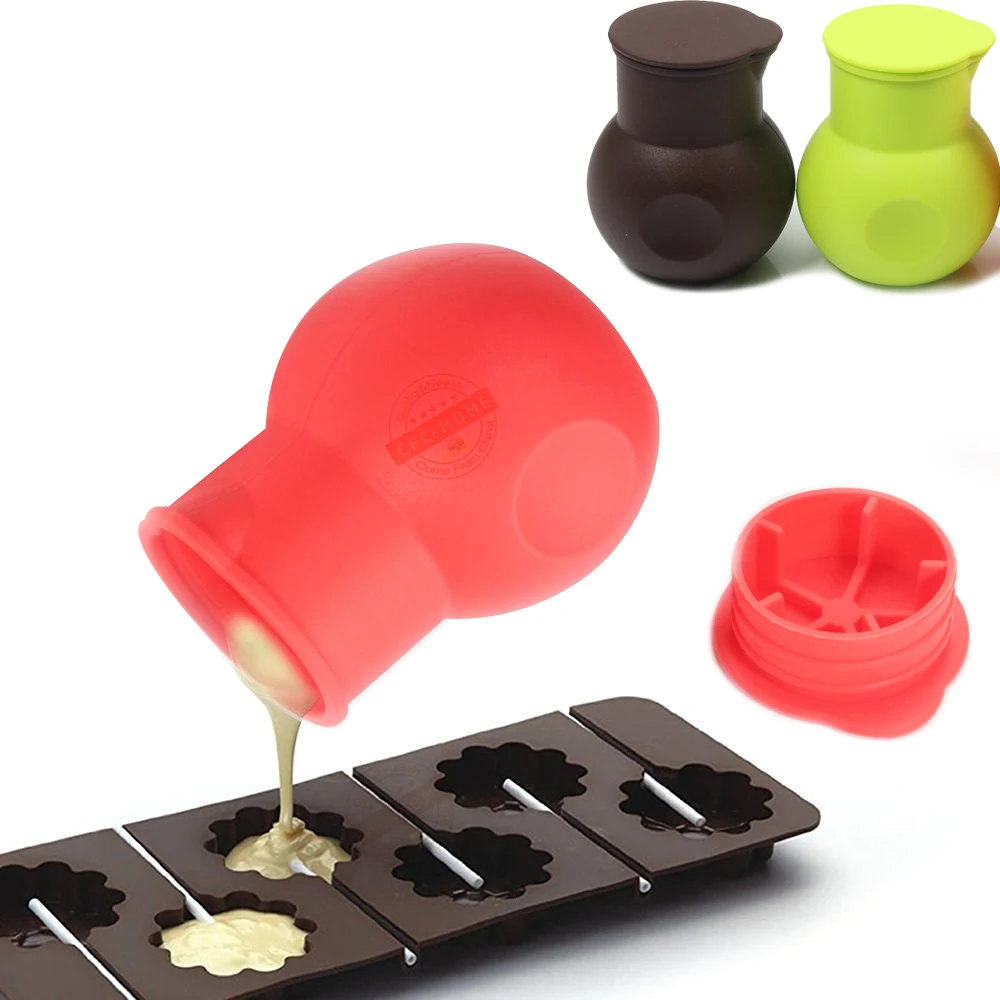 Chocolate Melting Pot Silicone Mould Butter Sauce Milk Microwave Baking Pouring Kitchen Aid Tools - Red Green chocolate