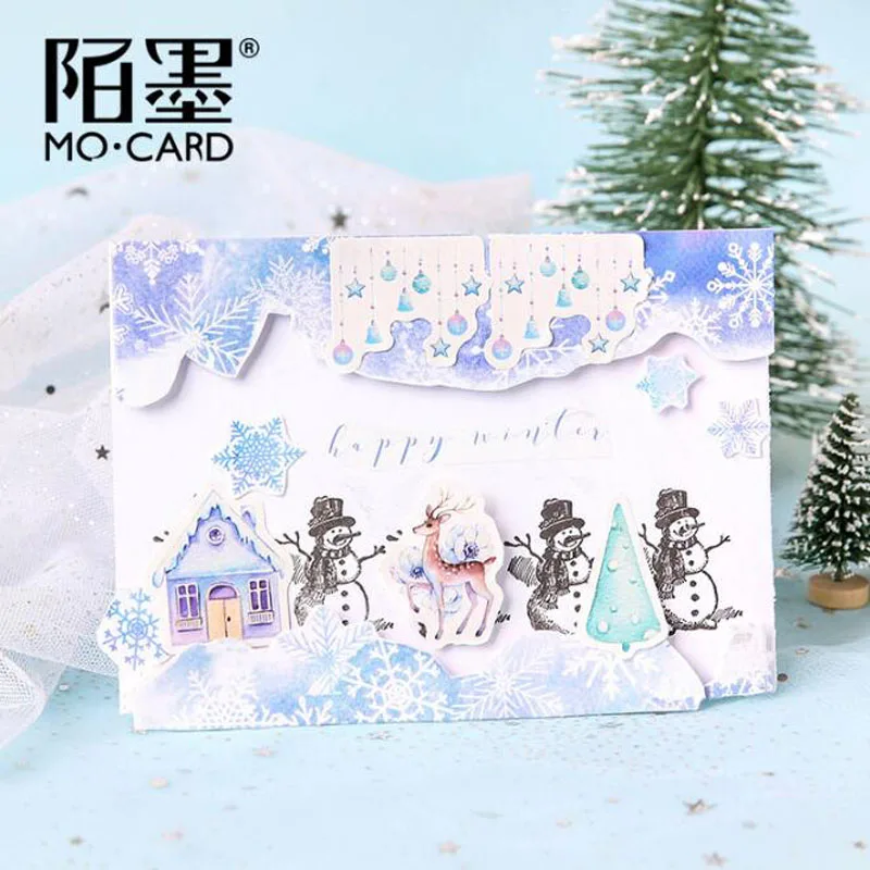 46pcs/Box Cute Christmas Stickers Pattern Paper Phone Album Stickers Decorative Scrapbooking Stickers Stationery