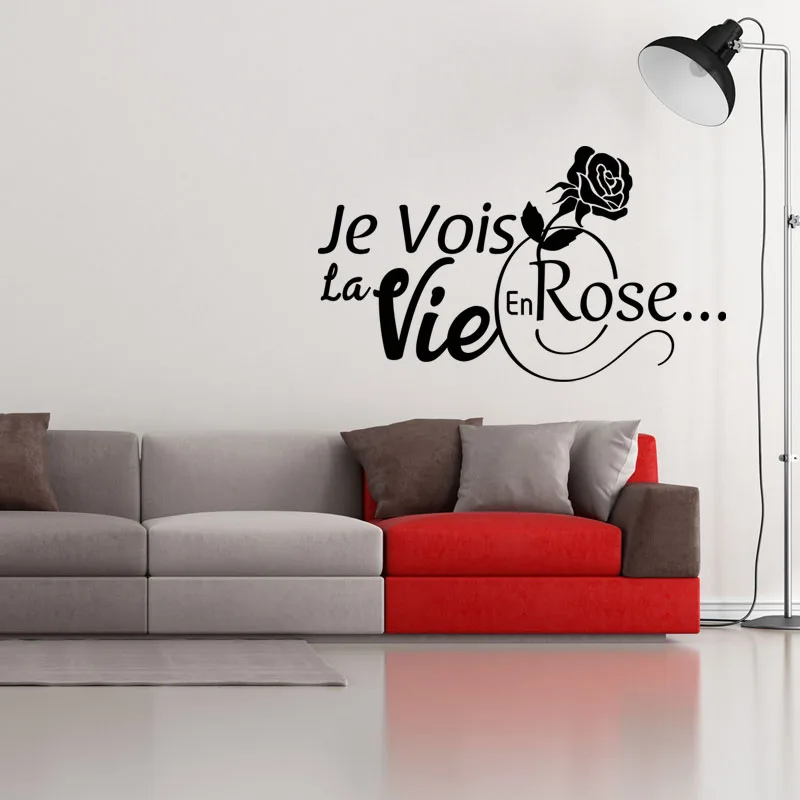 

French Quote La Vie En Rose Vinyl Wall Stickers Mural Decals Art Wallpaper Living Room Wall Decor Home Decor house Decoration