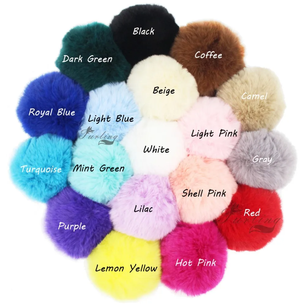 Furling 12pcs Handmade 8cm Soft Faux Fur Pom Poms Ball with Elastic DIY Key Ring Keychain Hangbag Beanie Hat Charm Accessory