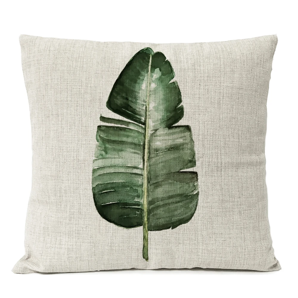 Nordic Fresh Green Plant Leaf Pillow Covers Home Decorative Pillows English alphabet Letter cushion cover Linen Pillow Case