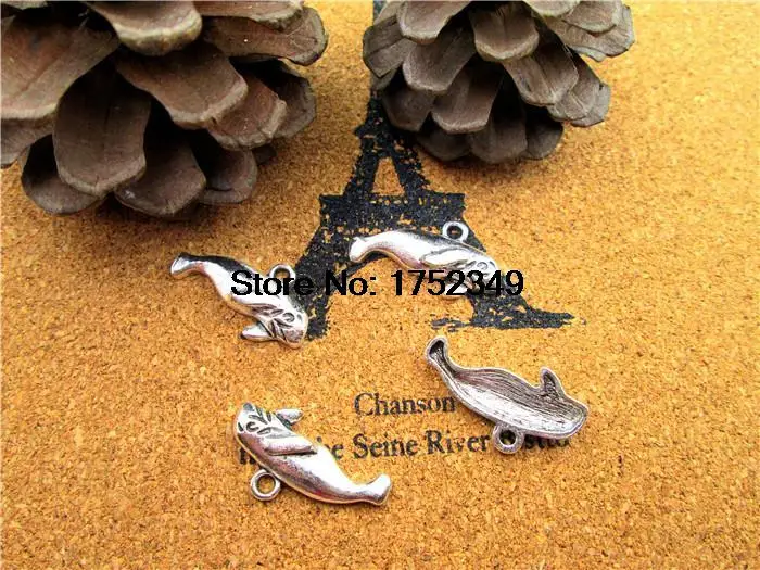 15pcs--Manatee Charms, Antique Tibetan Silver Tone Manatee Charms Pendants 24x13mm