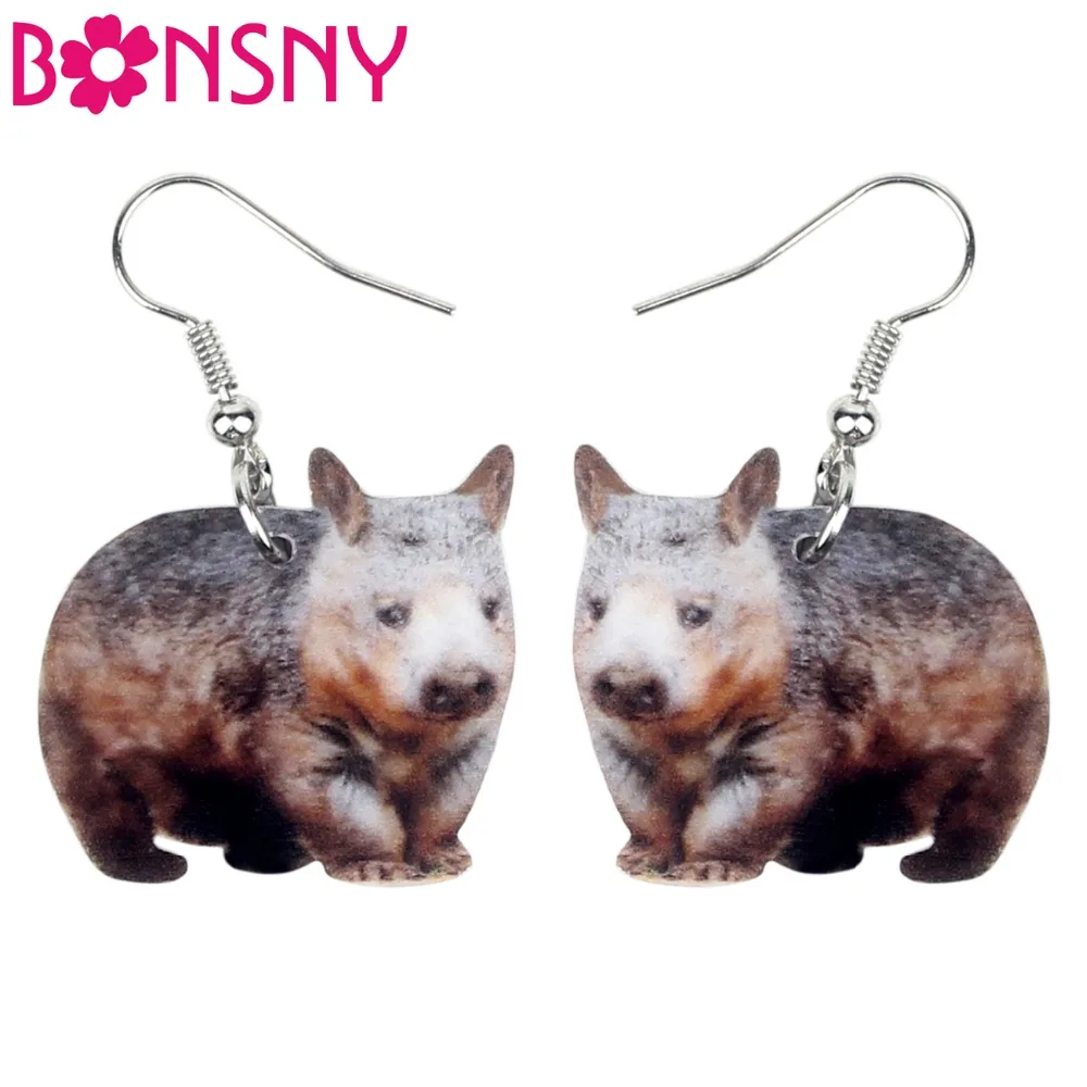 Bonsny Statement Acrylic Sweet Australian Wombat Earrings Drop Dangle Wild Animal Jewelry For Women Girls Teens Gift Charms Bulk