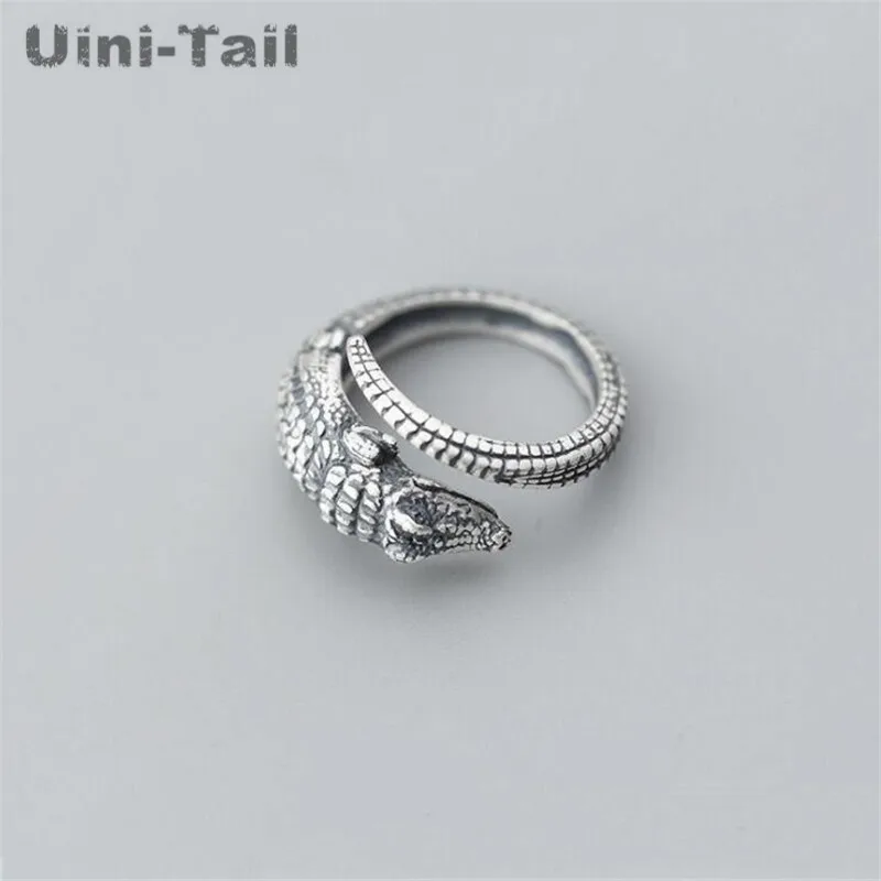 Uini-Tail new listing 925 Tibetan silver retro small crocodile opening ring European and American fashion trend high quality