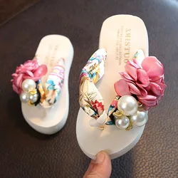 Tongs d'été non ald pour enfants, chaussures de plage à la mode pour filles, sandales à pincer, pantoufles à fleurs, vêtements pour femmes, 600