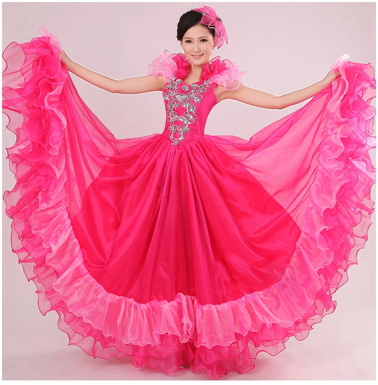 Spanish Bull Dance Modern Dance Costume One-piece Dance Dress Princess Dress Performance Clothing 6 Color