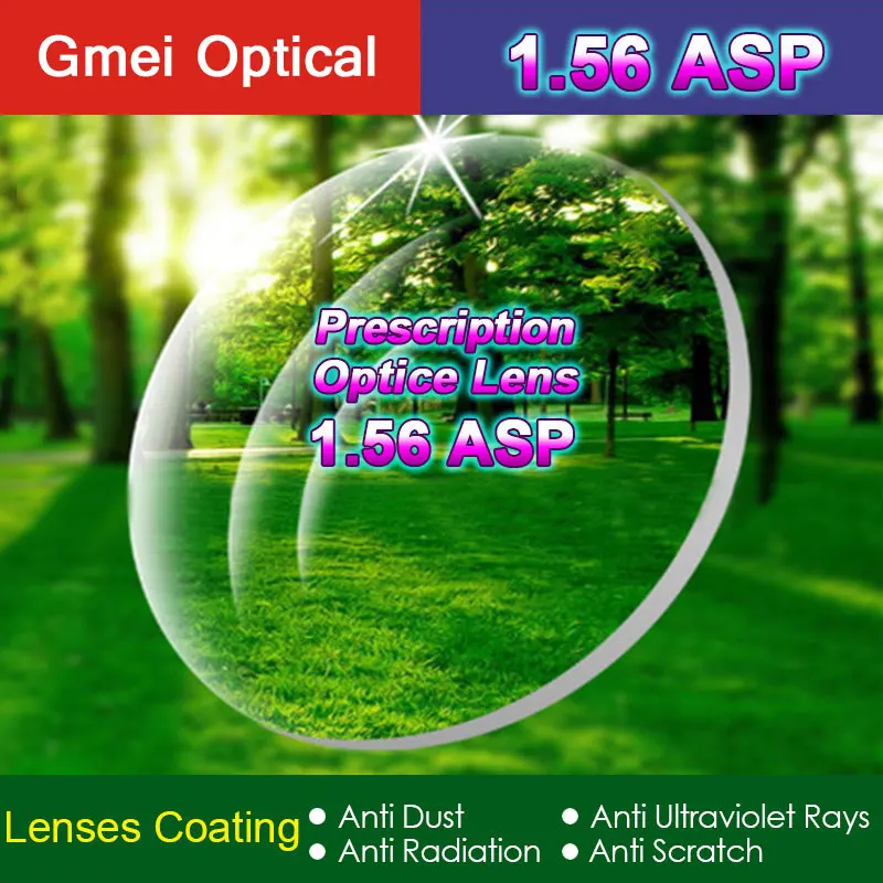 High Quality Radiation Protection Index 1.56 Clear Optical Single Vision Lens HMC, EMI Aspheric Anti-UV Prescription Lenses,2Pcs