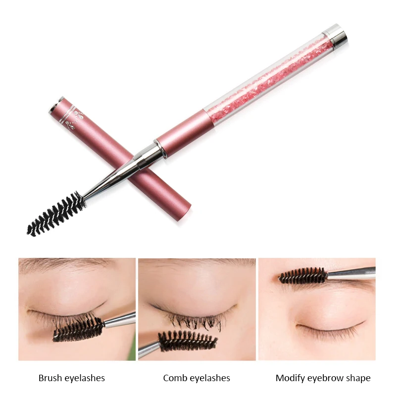 Makeup Eyelash Brushes 10 Colors Diamond Handle Brushes Mascara Applicator Wand Brushes Rhinestone Lash Brush Makeup Tool