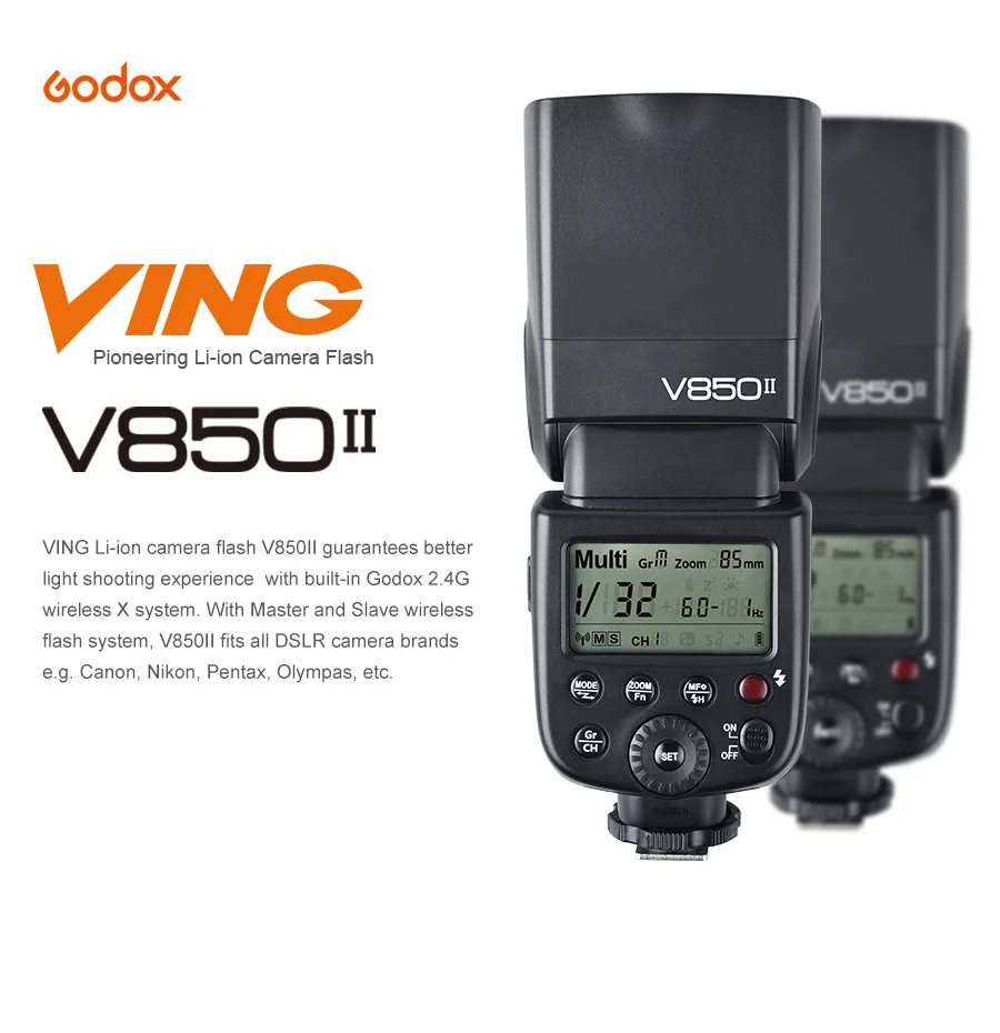 Godox V850II HSS GN60 2.4G Wirless X System Speedlite Flash Light