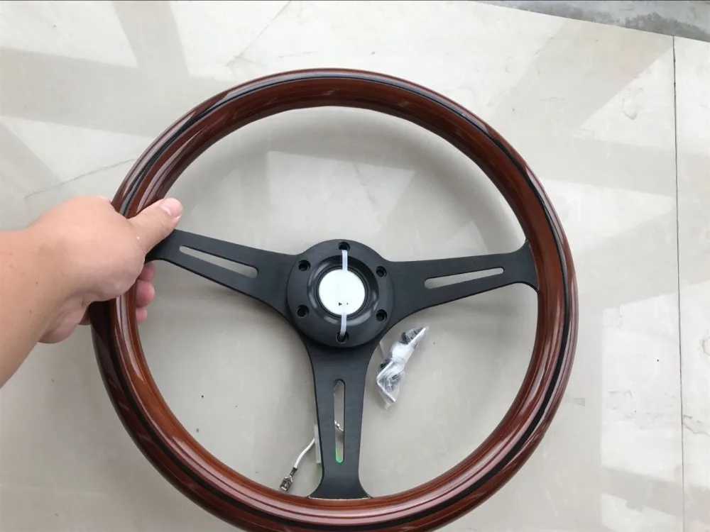 high quality 350MM 14inch Wood Phoebe steering wheel racing steering wheel three racing Phoebe steering wheel