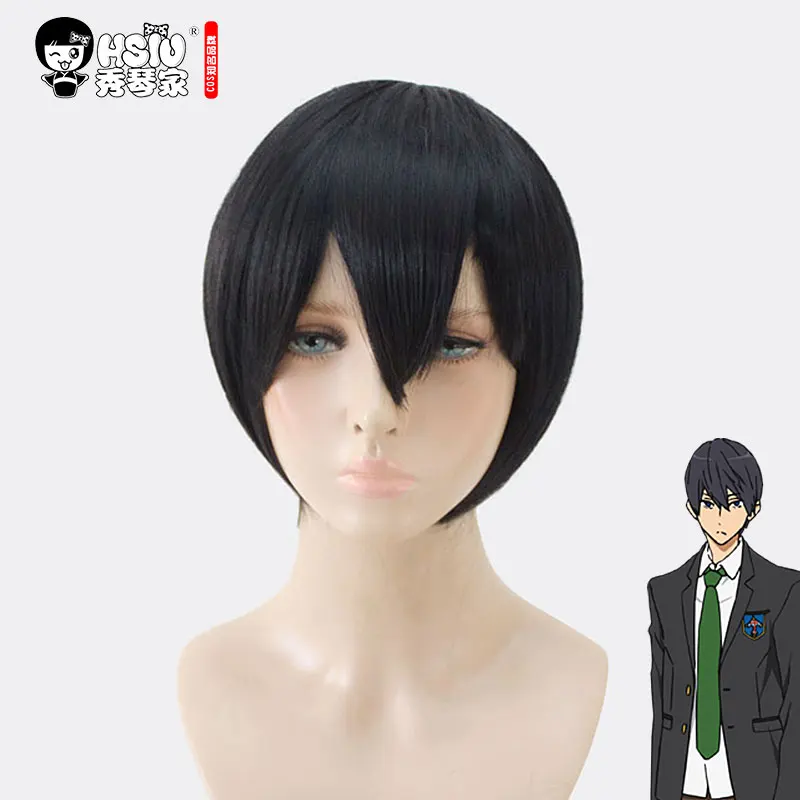 Haruka Nanase Free Cosplay Wig Fiber synthetic wig HSIU Short black Wig Play Wigs Halloween Wig Hair free shipping