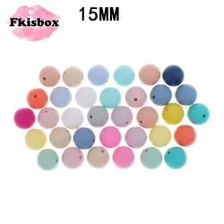 Fkisbox 100PC silikonowe gryzaki Beads15MM kulki silikonowe koraliki ząbkowanie gryzak z zawieszką powłoka silikonowa Bpa bezpłatne dziecko pielęgniarstwo