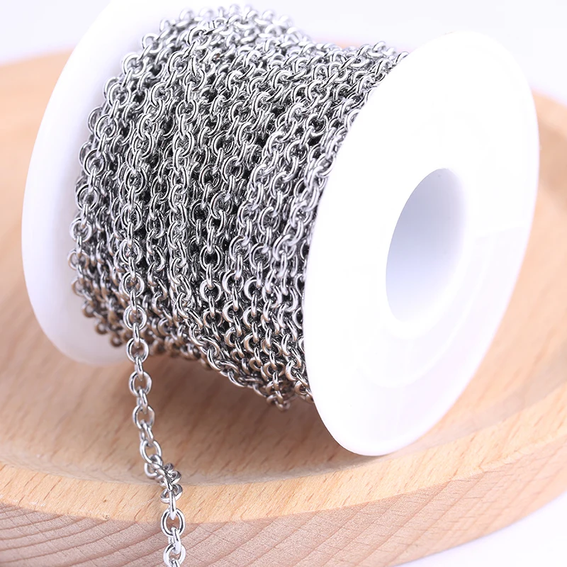 Reidgaller 10meters/roll stainless steel round link chains for necklace jewelry making diy charm pendant accessories