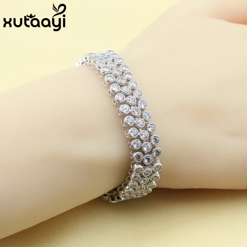 New Fashion Silver Color Bracelet For Women Attractive Red Created Garnet Huge Bracelet Length 19cm