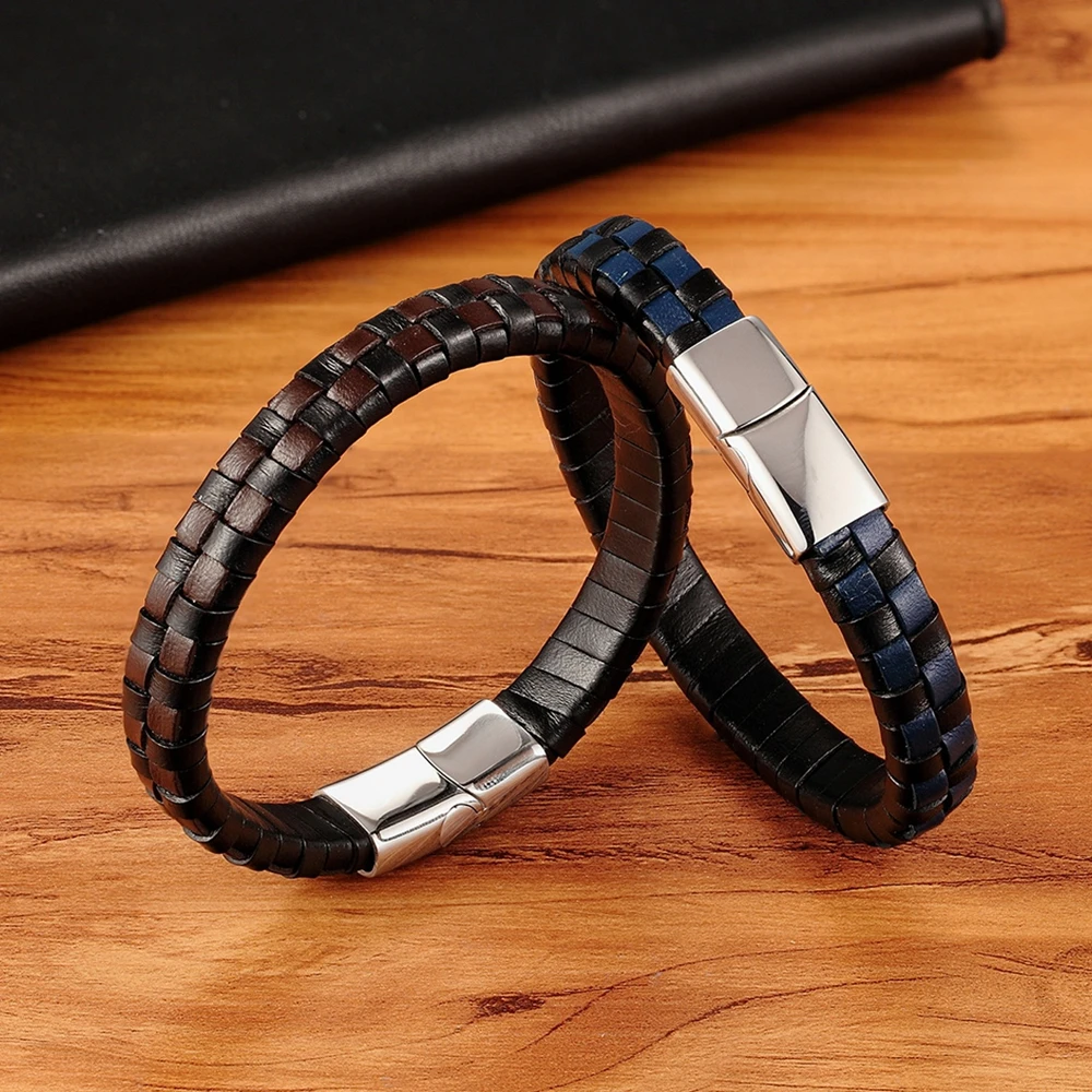 XQNI Classic Design Hand-woven Bracelet Personality Gift For Men Genuine Leather Bracelet&Bangle Special Birthday Party Jewelry