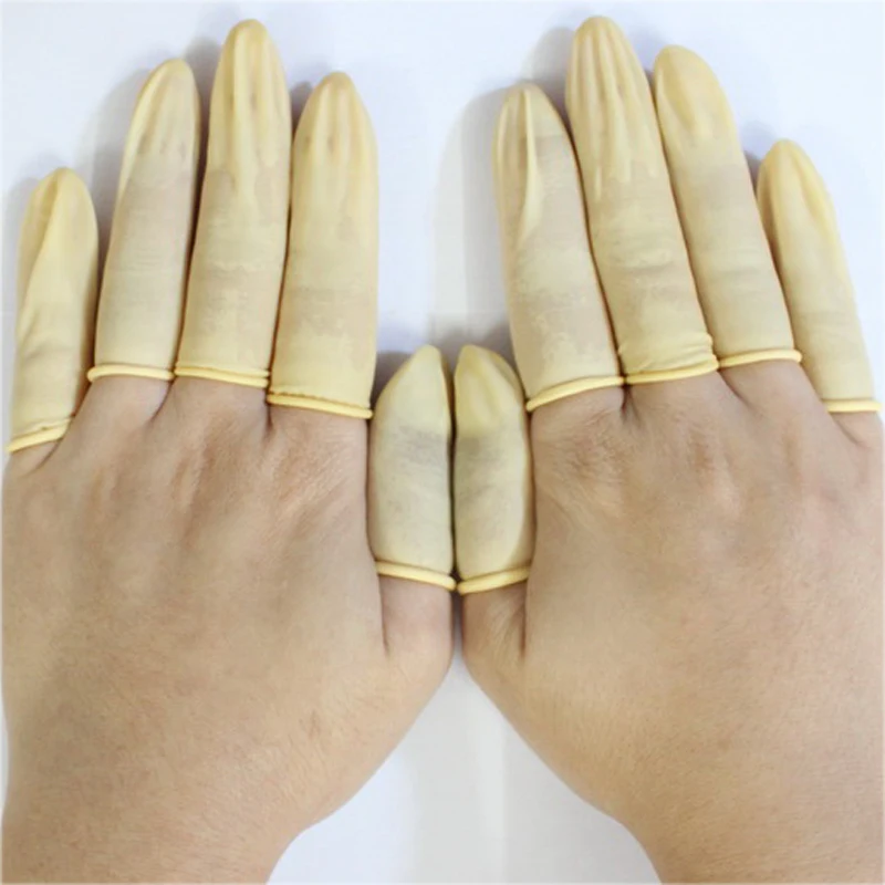 200pc pure natural latex powder-free finger cot Protective Fingertip Antistatic cleanroom Yellow ESD watch Jewellery work gloves