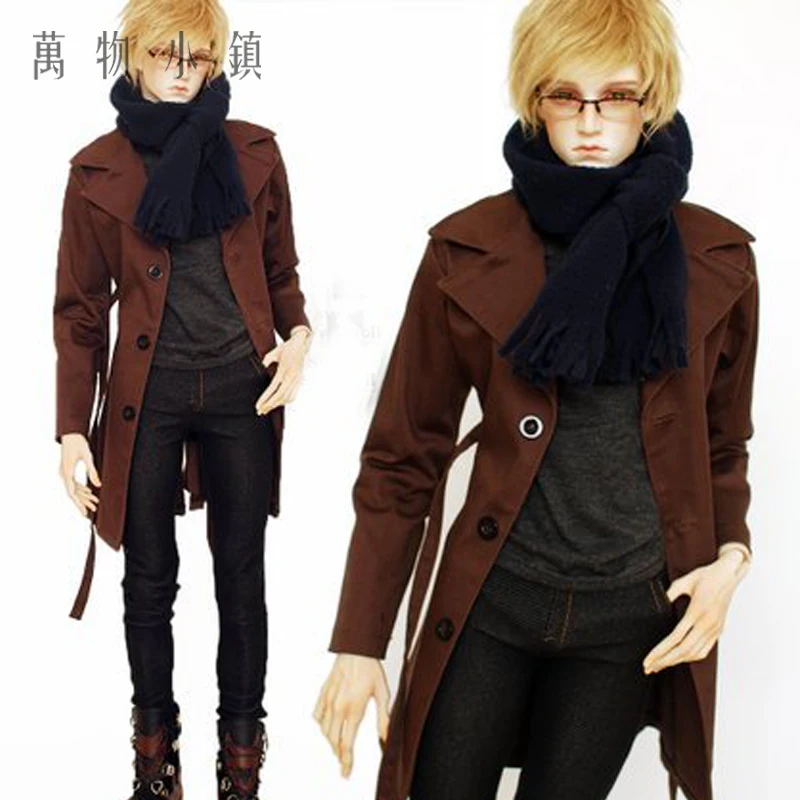 

Accept custom New Single breasted Windbreaker Coat+Jeans+Vest+ Scarf Coll Suit For uncle 1/3 1/4 BJD SD MSD Doll Clothes