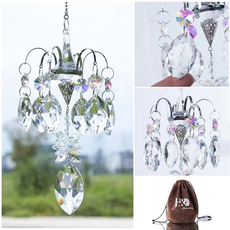 H&D Crystal Horse Eye Prisms Suncatcher For Window Hanging Ornament Rainbow Maker Hanger for Home,Garden Christmas Decoration