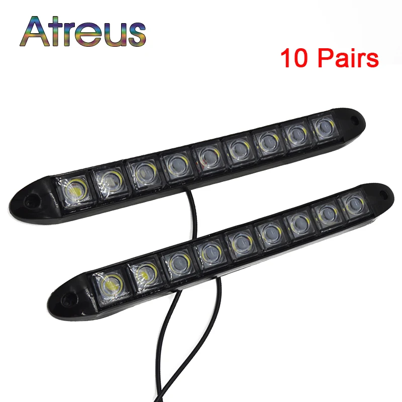 Atreus 10Pairs Car 9 LED Daytime Running Lights DRL Lamp 12V For Renault clio BMW E46 Audi A3 VW POLO Toyota Honda accessories