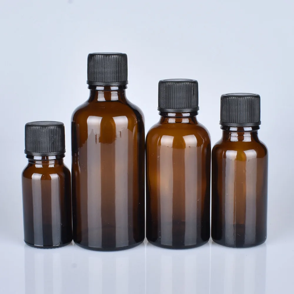 6 adet/grup 100 ml 50 m 30 ml 20 ml 15 ml 10 ml 5 ml 1/3 oz 1 oz Kalın Amber uçucu yağ Cam Şişeler Siyah Kapaklı Cam Kaplar