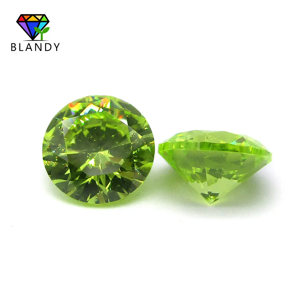 Free Shipping 1.0~3.0mm Round Shape Apple Green Cubic Zirconia 5A Quality Brilliant Cut Synthetic CZ Stone For DIY Jewelry