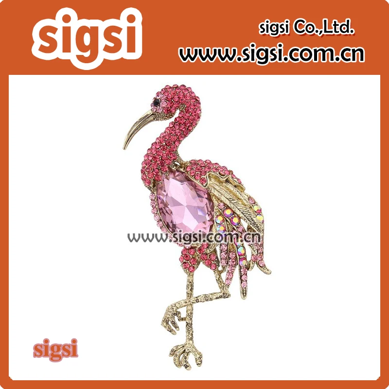 Rhinestone animal flamingo brooch crystal brooch jewelry