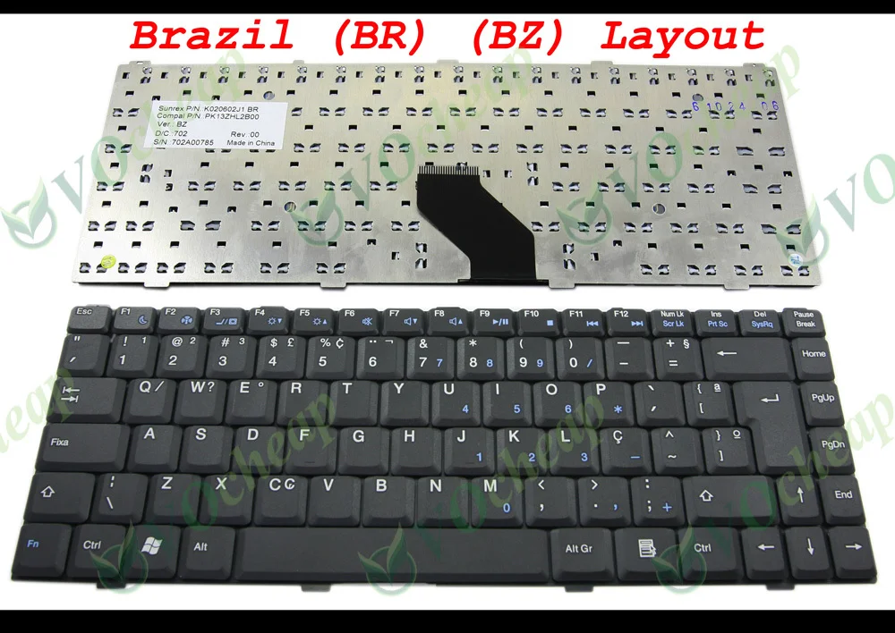 New Laptop Keyboard for ASUS Z96 S96 For Dell 1425 1427 1428 For toshiba STI IS1454 philco phn14003 B Black Brazil BR K020602J1