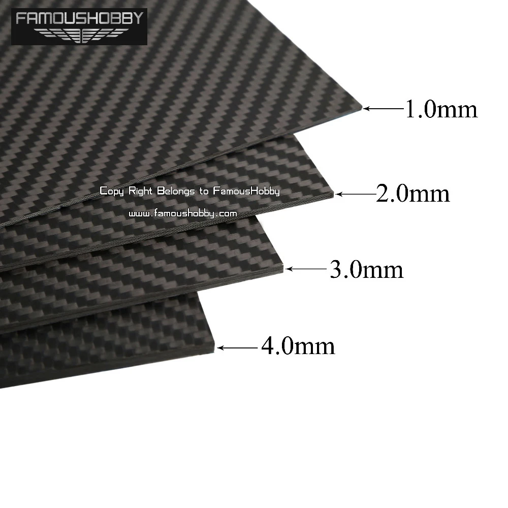 Famoushobby 4 400X500X3.0Mm Full Carbon Sợi Bảng Điều Khiển/Tờ/Ban Hai Dây Dệt Matt cf Đĩa RC Miễn Phí Vận Chuyển Bởi E-EMS/DHL