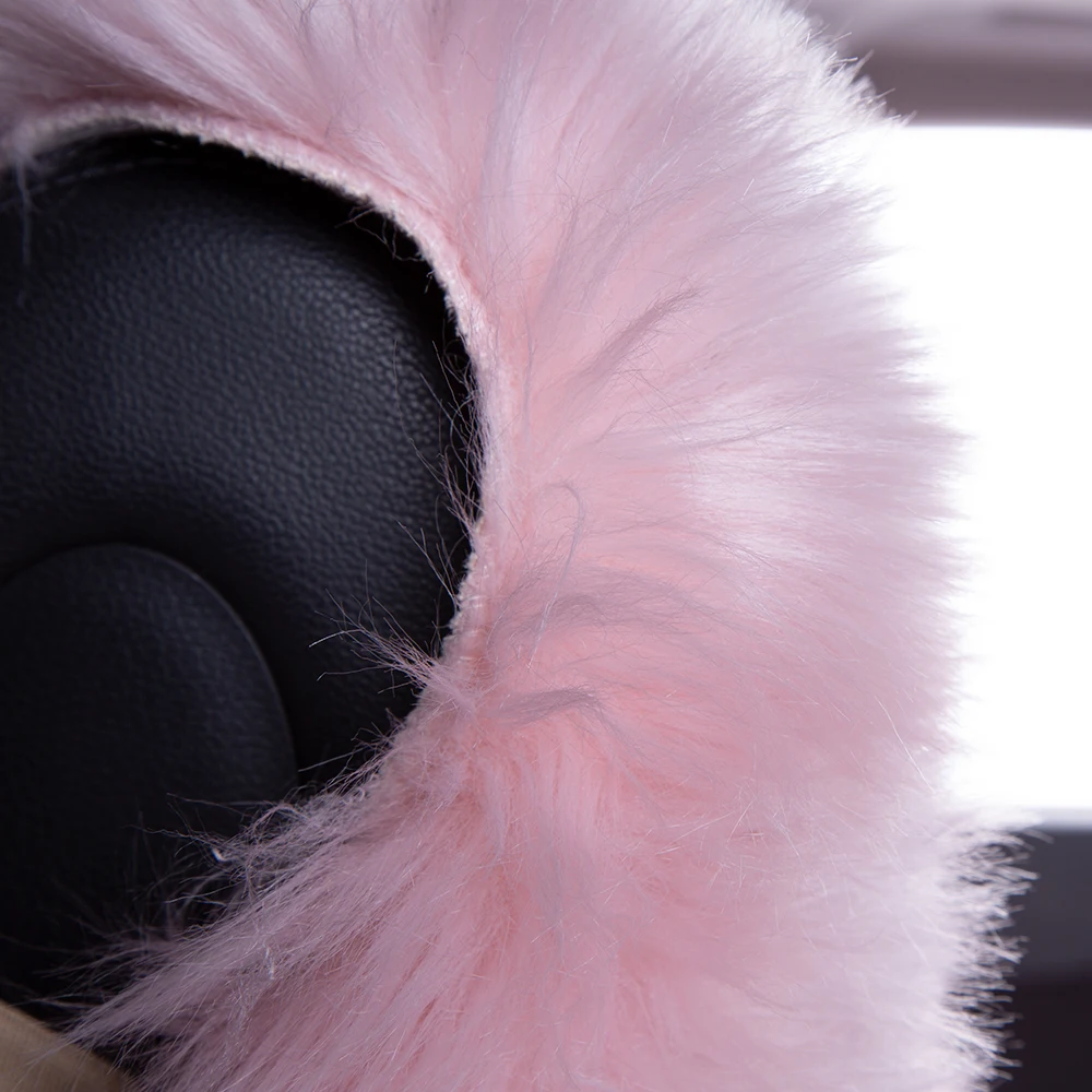 KAWOSEN 1 Piece Long Faux Fur Seat Cover, Universal Artificial Plush Car Seat Covers, Cute Plush Pink Seat Cushion LFFS02